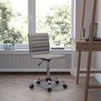 Chaise de bureau pivotante sans accoudoirs nervurée à dossier bas Flash Furniture