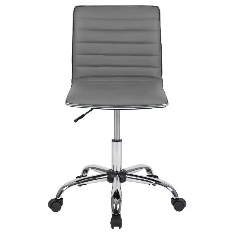Chaise de bureau pivotante sans accoudoirs nervurée à dossier bas Flash Furniture
