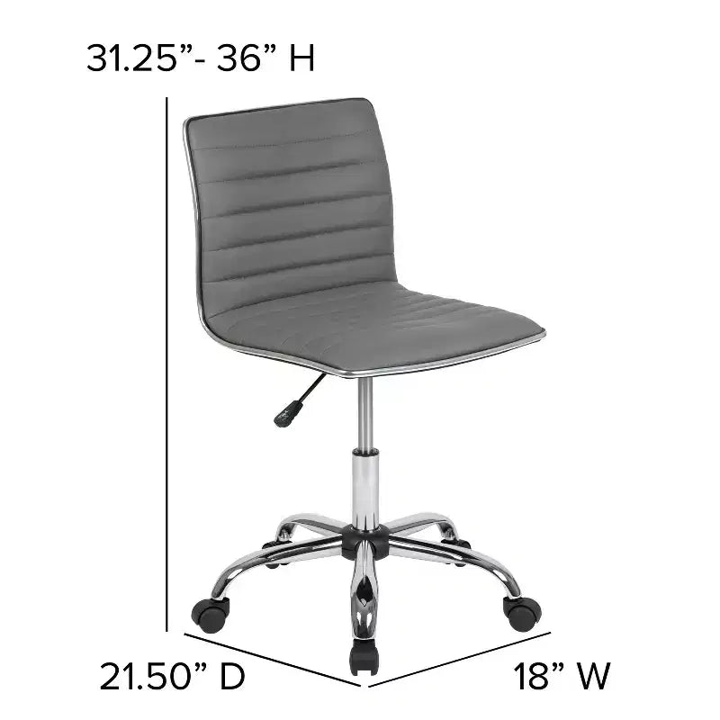 Chaise de bureau pivotante sans accoudoirs nervurée à dossier bas Flash Furniture