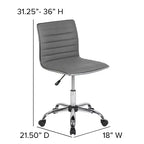 Chaise de bureau pivotante sans accoudoirs nervurée à dossier bas Flash Furniture