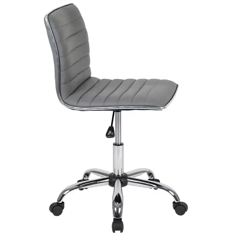 Chaise de bureau pivotante sans accoudoirs nervurée à dossier bas Flash Furniture
