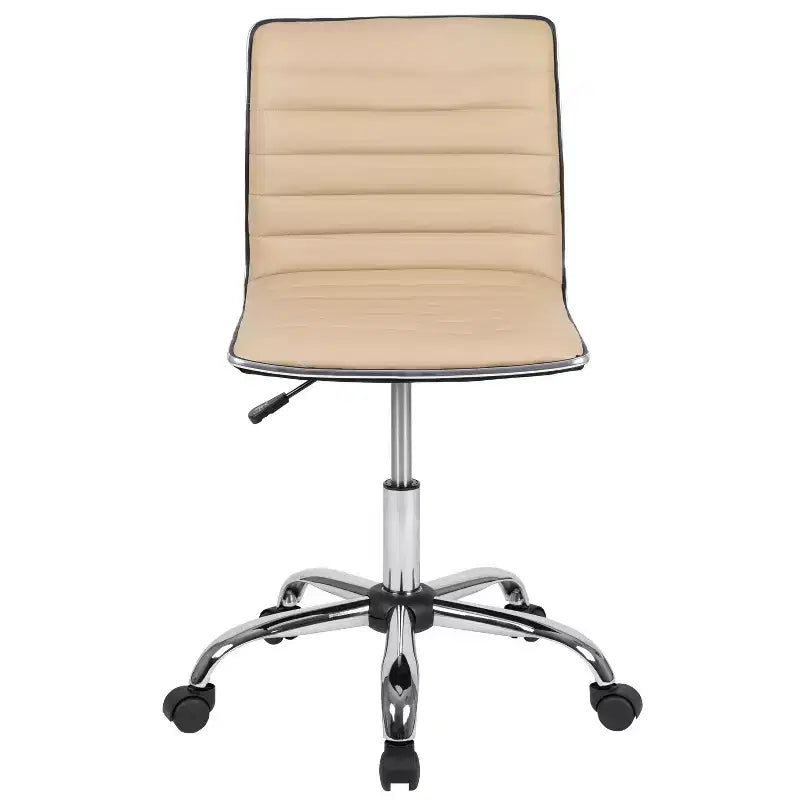 Chaise de bureau pivotante sans accoudoirs nervurée à dossier bas Flash Furniture