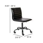 Chaise de bureau pivotante sans accoudoirs nervurée à dossier bas Flash Furniture