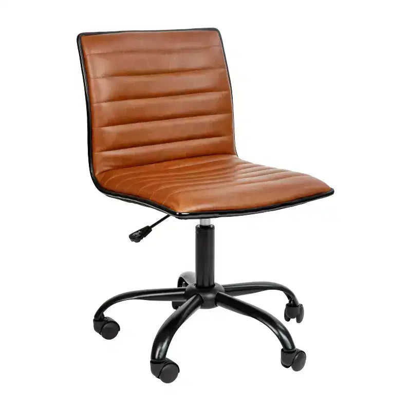 Chaise de bureau pivotante sans accoudoirs nervurée à dossier bas Flash Furniture