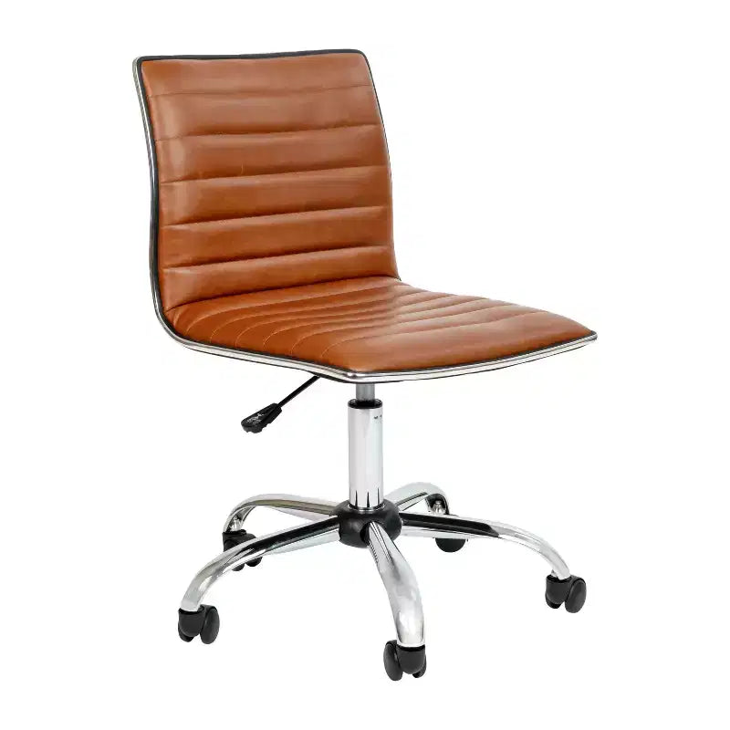 Chaise de bureau pivotante sans accoudoirs nervurée à dossier bas Flash Furniture