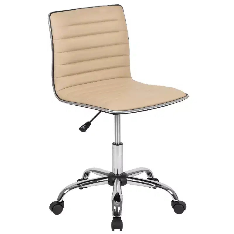 Chaise de bureau pivotante sans accoudoirs nervurée à dossier bas Flash Furniture