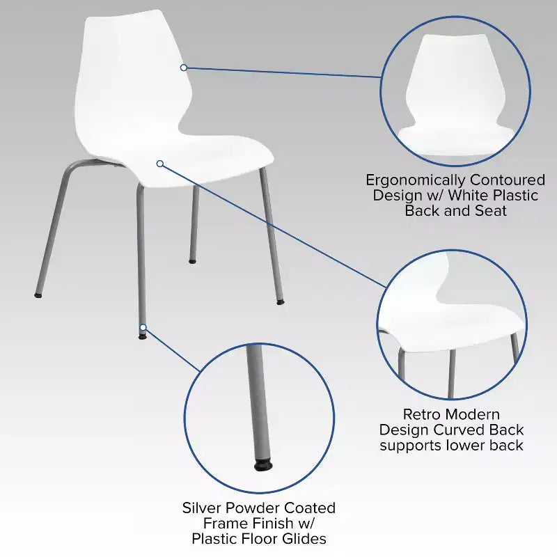 Chaise empilable Flash Furniture HERCULES Series 770 lb avec support lombaire et cadre argenté