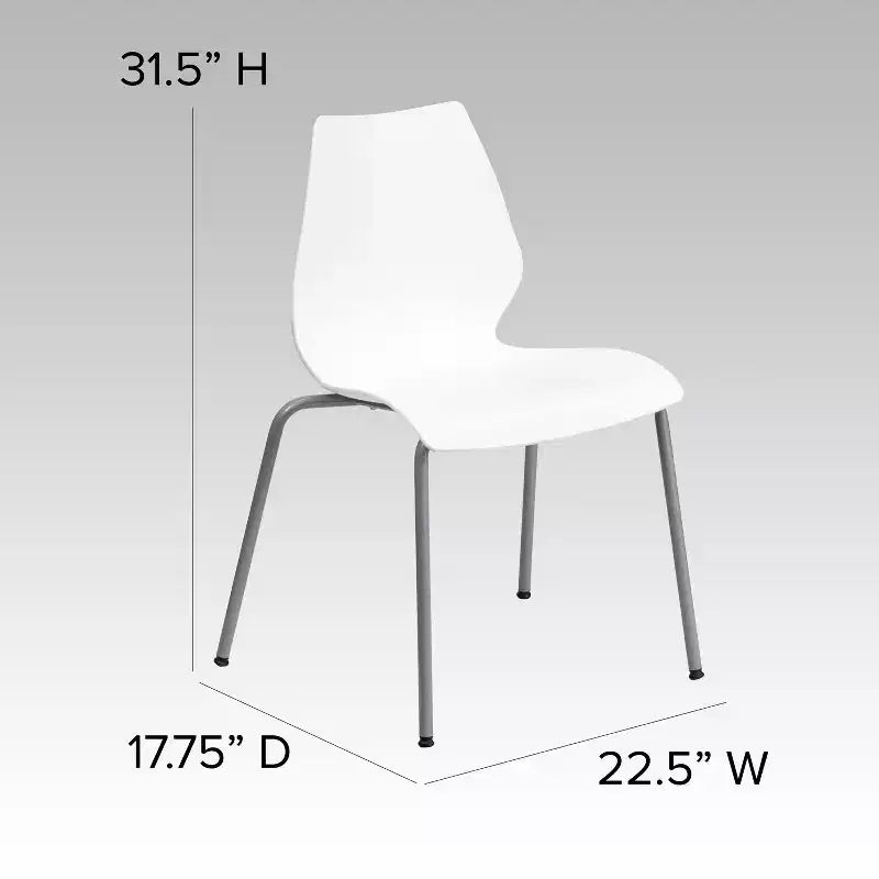 Chaise empilable Flash Furniture HERCULES Series 770 lb avec support lombaire et cadre argenté