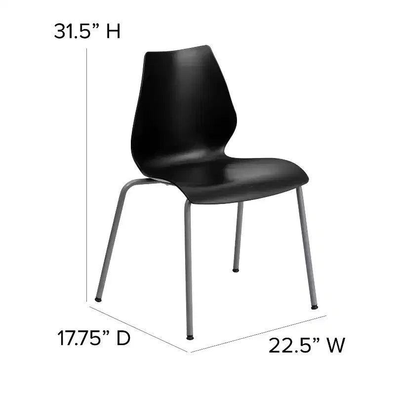 Chaise empilable Flash Furniture HERCULES Series 770 lb avec support lombaire et cadre argenté
