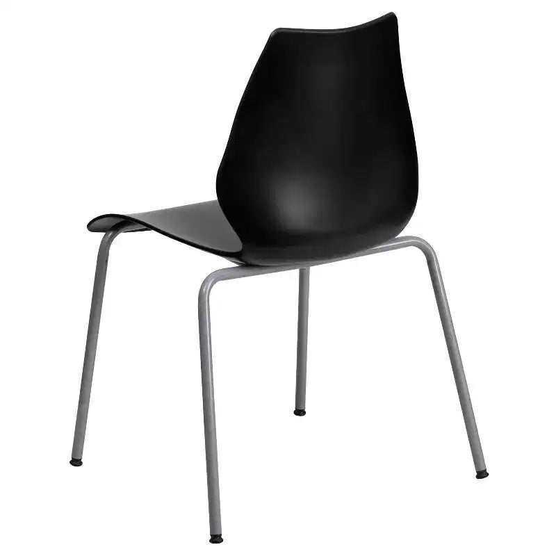 Chaise empilable Flash Furniture HERCULES Series 770 lb avec support lombaire et cadre argenté