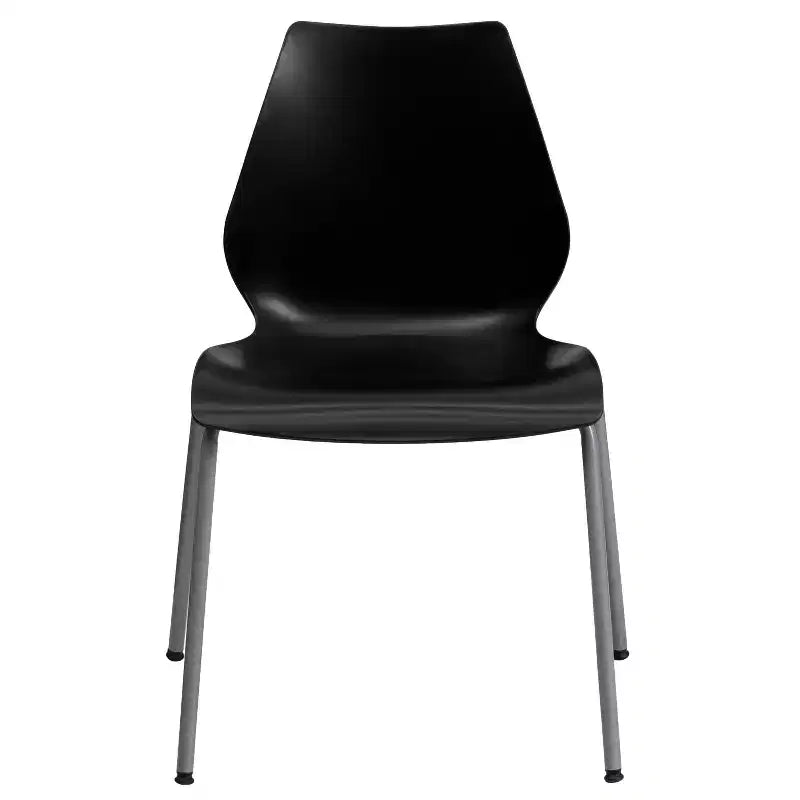 Chaise empilable Flash Furniture HERCULES Series 770 lb avec support lombaire et cadre argenté