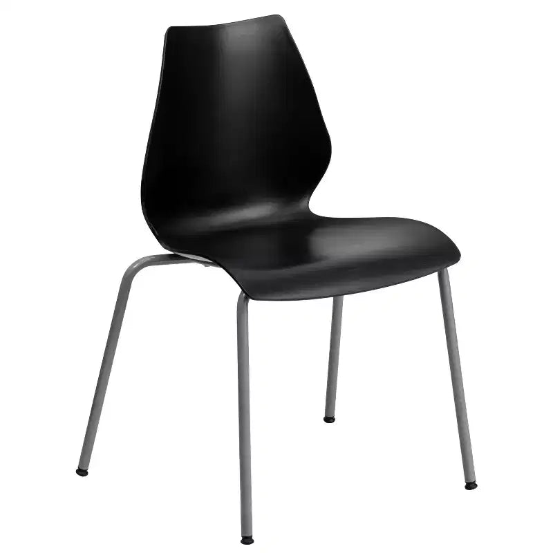 Chaise empilable Flash Furniture HERCULES Series 770 lb avec support lombaire et cadre argenté