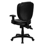 Chaise de bureau ergonomique pivotante multifonction Flash Furniture à dossier mi-hauteur avec coussin supérieur et accoudoirs réglables