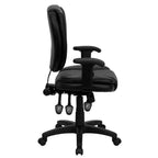 Chaise de bureau ergonomique pivotante multifonction Flash Furniture à dossier mi-hauteur avec coussin supérieur et accoudoirs réglables
