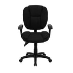 Chaise de bureau ergonomique pivotante multifonction Flash Furniture à dossier mi-hauteur avec coussin supérieur et accoudoirs réglables