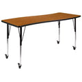 Flash Furniture Mobile 26W x 60L Rectangle Wave Flexible Collaborative Thermal Laminate Activity Table - Standard Height Adjustable Legs