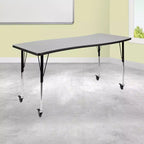 Table d'activités rectangulaire mobile Flash Furniture 26W x 60L à vagues, collaborative et flexible, en stratifié thermique - Pieds réglables en hauteur standard