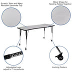 Table d'activités rectangulaire mobile Flash Furniture 26W x 60L à vagues, collaborative et flexible, en stratifié thermique - Pieds réglables en hauteur standard