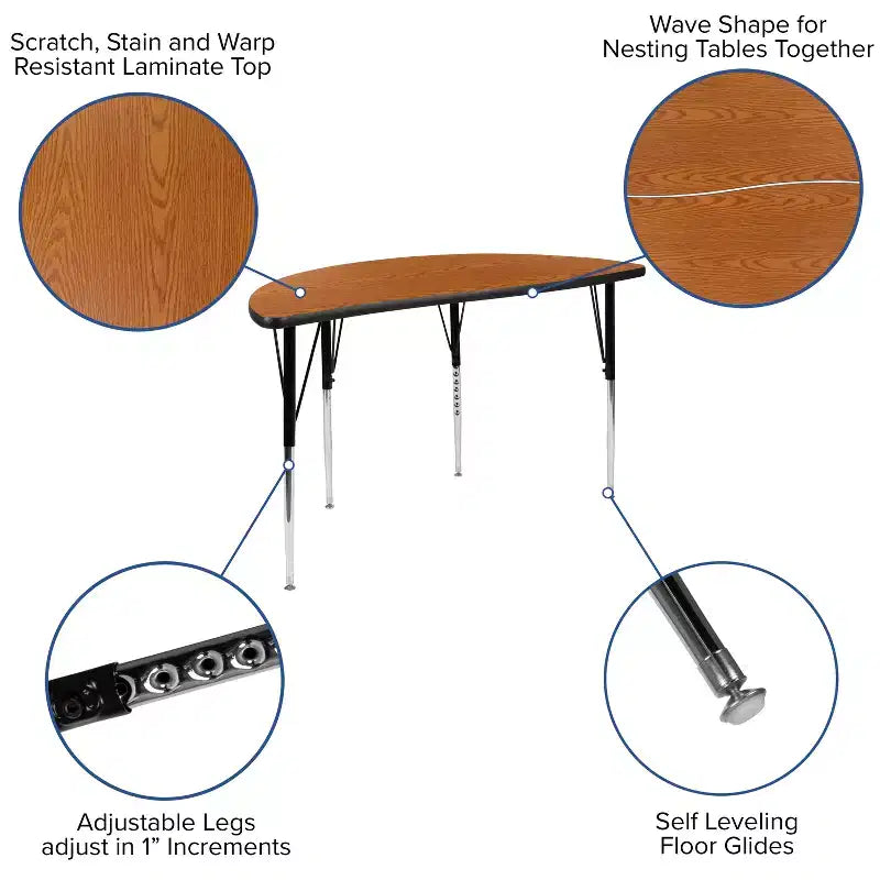 Ensemble de table d'activités Flash Furniture 3 pièces 76" ovale avec laminé thermique gris et pieds réglables en hauteur standard