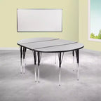 Ensemble de table d'activités Flash Furniture 3 pièces 76" ovale avec laminé thermique gris et pieds réglables en hauteur standard