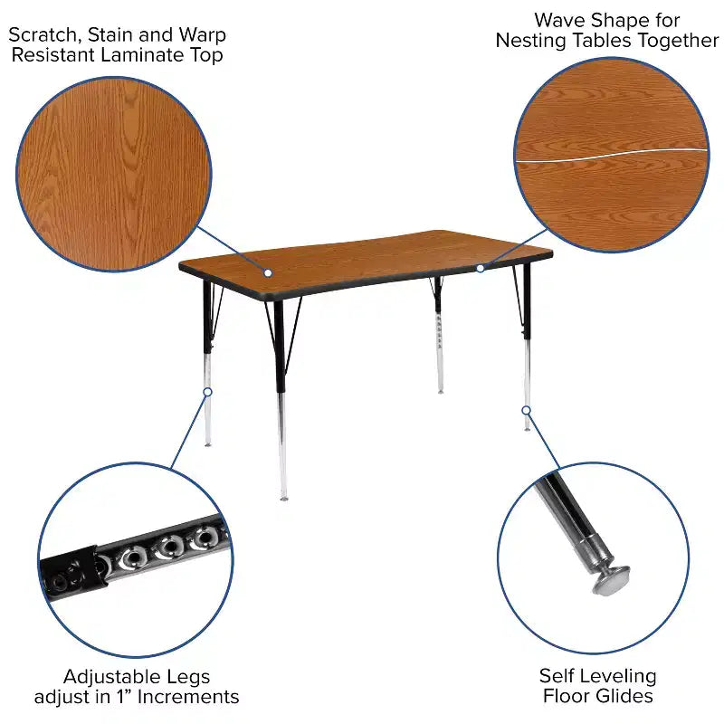 Ensemble de table d'activités Flash Furniture 3 pièces 76" ovale avec laminé thermique gris et pieds réglables en hauteur standard