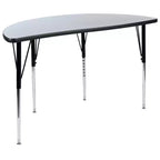 Ensemble de table d'activités Flash Furniture 3 pièces 76" ovale avec laminé thermique gris et pieds réglables en hauteur standard