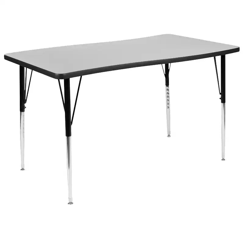 Ensemble de table d'activités Flash Furniture 3 pièces 76" ovale avec laminé thermique gris et pieds réglables en hauteur standard