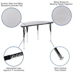 Ensemble de table d'activités Flash Furniture 3 pièces 76" ovale avec laminé thermique gris et pieds réglables en hauteur standard
