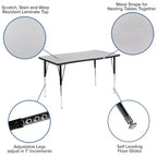 Ensemble de table d'activités Flash Furniture 3 pièces 76" ovale avec laminé thermique gris et pieds réglables en hauteur standard