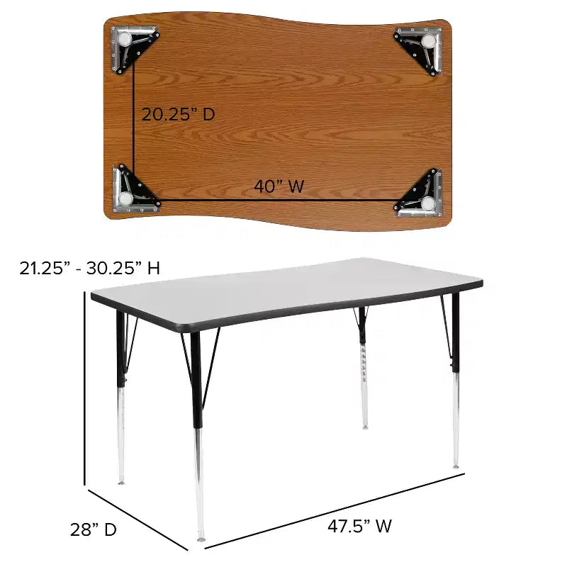 Ensemble de table d'activités Flash Furniture 3 pièces 76" ovale avec laminé thermique gris et pieds réglables en hauteur standard