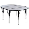 Ensemble de table d'activités Flash Furniture 3 pièces 76" ovale avec laminé thermique gris et pieds réglables en hauteur standard