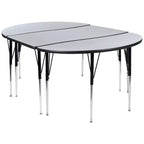 Ensemble de table d'activités Flash Furniture 3 pièces 76" ovale avec laminé thermique gris et pieds réglables en hauteur standard