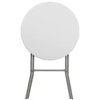 Table d'événement pliante Emma et Oliver de 79 cm de diamètre, hauteur de bar, en plastique blanc aspect granit