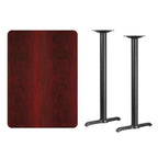 Table de bar rectangulaire en stratifié Emma et Oliver 30x42 avec bases 5x22