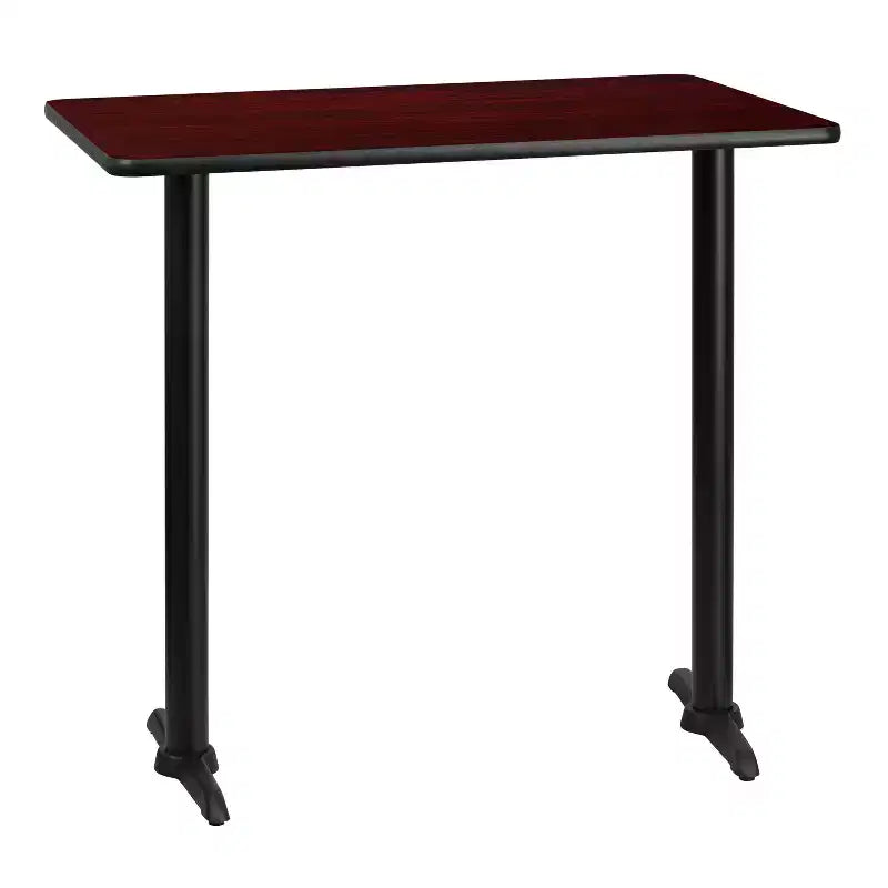 Table de bar rectangulaire en stratifié Emma et Oliver 30x42 avec bases 5x22