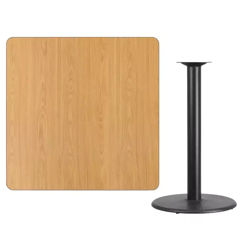 Plateau de table carré stratifié Emma et Oliver 42 po avec pied de table rond de 24 po hauteur bar