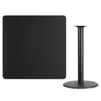 Plateau de table carré stratifié Emma et Oliver 42 po avec pied de table rond de 24 po hauteur bar