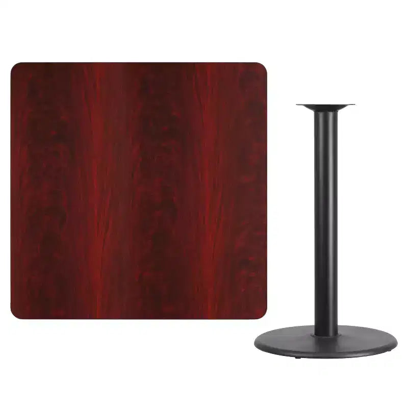 Plateau de table carré stratifié Emma et Oliver 42 po avec pied de table rond de 24 po hauteur bar