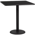 Plateau de table carré stratifié Emma et Oliver 42 po avec pied de table rond de 24 po hauteur bar