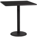 Plateau de table carré stratifié Emma et Oliver 42 po avec pied de table rond de 24 po hauteur bar