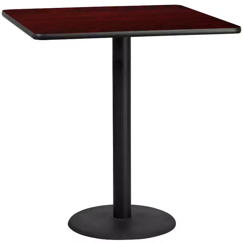 Plateau de table carré stratifié Emma et Oliver 42 po avec pied de table rond de 24 po hauteur bar