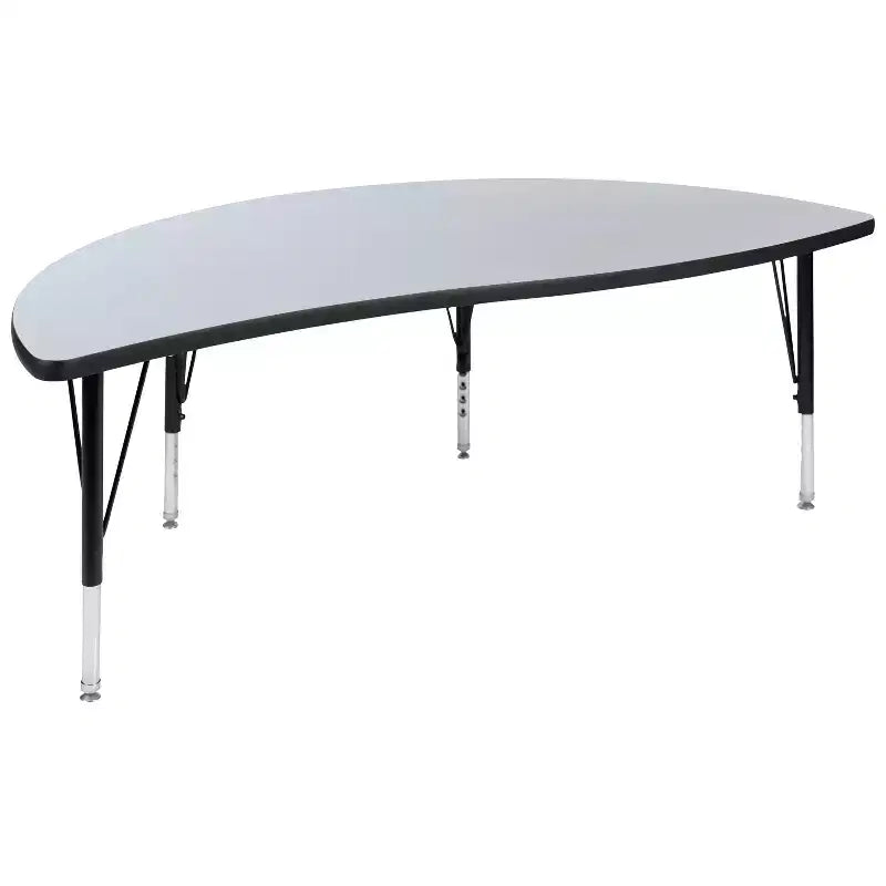 Ensemble table d'activités pour enfants Emma et Oliver, 3 pièces, ovale, forme vague, collaboratif, gris, réglable