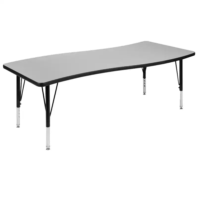 Ensemble table d'activités pour enfants Emma et Oliver, 3 pièces, ovale, forme vague, collaboratif, gris, réglable