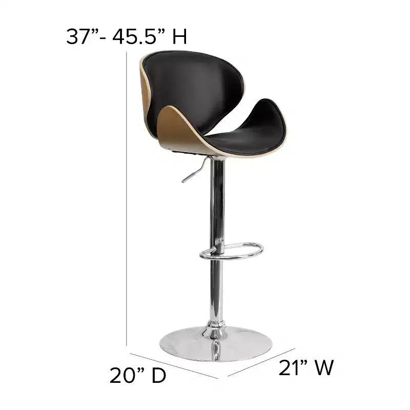 Tabouret de bar Emma et Oliver Bentwood réglable en hauteur avec assise/dossier incurvés en vinyle