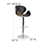 Tabouret de bar Emma et Oliver Bentwood réglable en hauteur avec assise/dossier incurvés en vinyle