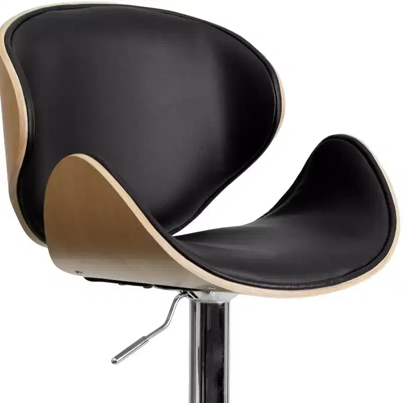 Tabouret de bar Emma et Oliver Bentwood réglable en hauteur avec assise/dossier incurvés en vinyle