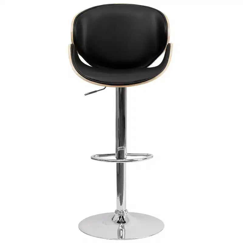 Tabouret de bar Emma et Oliver Bentwood réglable en hauteur avec assise/dossier incurvés en vinyle