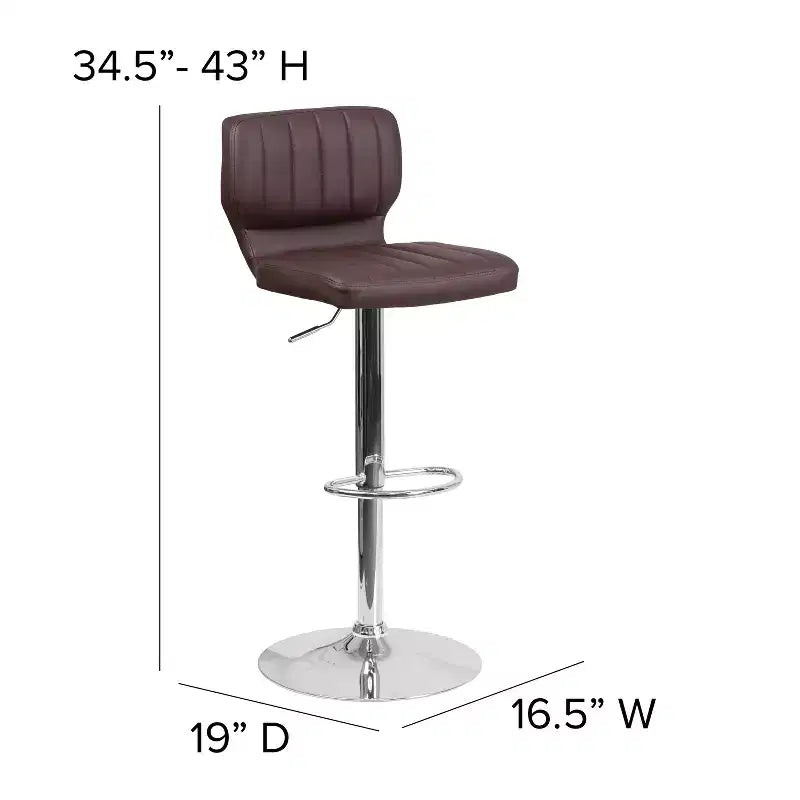 Tabouret de bar Emma and Oliver, dossier surpiqué vertical, pivotant et réglable en hauteur