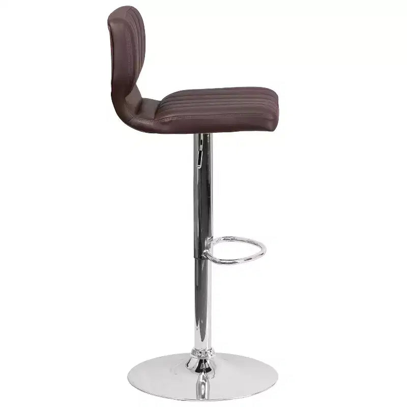 Tabouret de bar Emma and Oliver, dossier surpiqué vertical, pivotant et réglable en hauteur