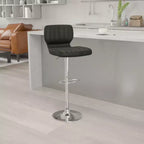 Tabouret de bar Emma and Oliver, dossier surpiqué vertical, pivotant et réglable en hauteur